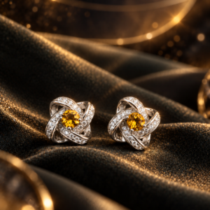 Boucles d’oreilles Golden Orbit — Citrine Naturelle